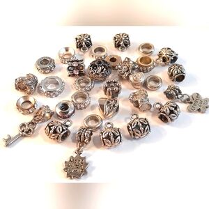 Elegant Silver Plate Charm Bracelet Set